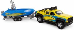 Kids Globe Terreinwagen met Trailer en Boot, 29cm