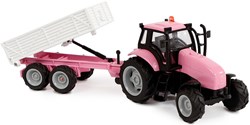 Traktor mit Anhänger Spielzeug rosa mit Licht und Sound 25cm