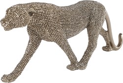 Panther Skulptur Glitzer Gold Polystone Dekoration 24,5x5x11cm