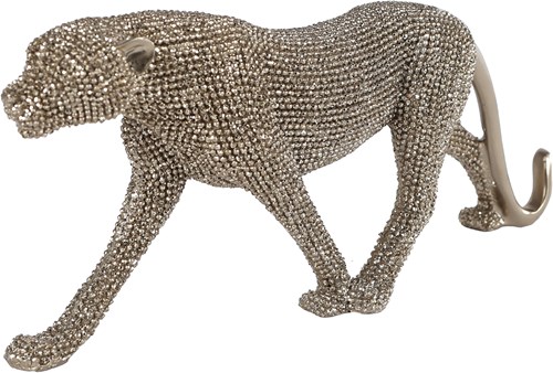 Panther Skulptur Glitzer Gold Polystone Dekoration 24,5x5x11cm