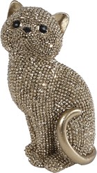 Van Manen Skulptur Katze Glitzer Gold Polystone Dekofigur Geschenk