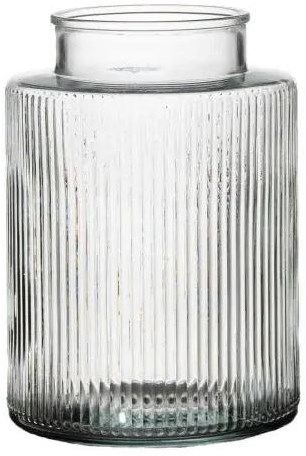 Vase Glas Dekoration transparent mit Motiv Ø13xH18cm Blumen