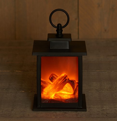 Sfeerhaard schwarze LED Kamin Laterne mit Timer