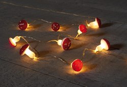 LED-Beleuchtung warmweiß Pilz Lichterkette 10 Lampen batteriebetrieben