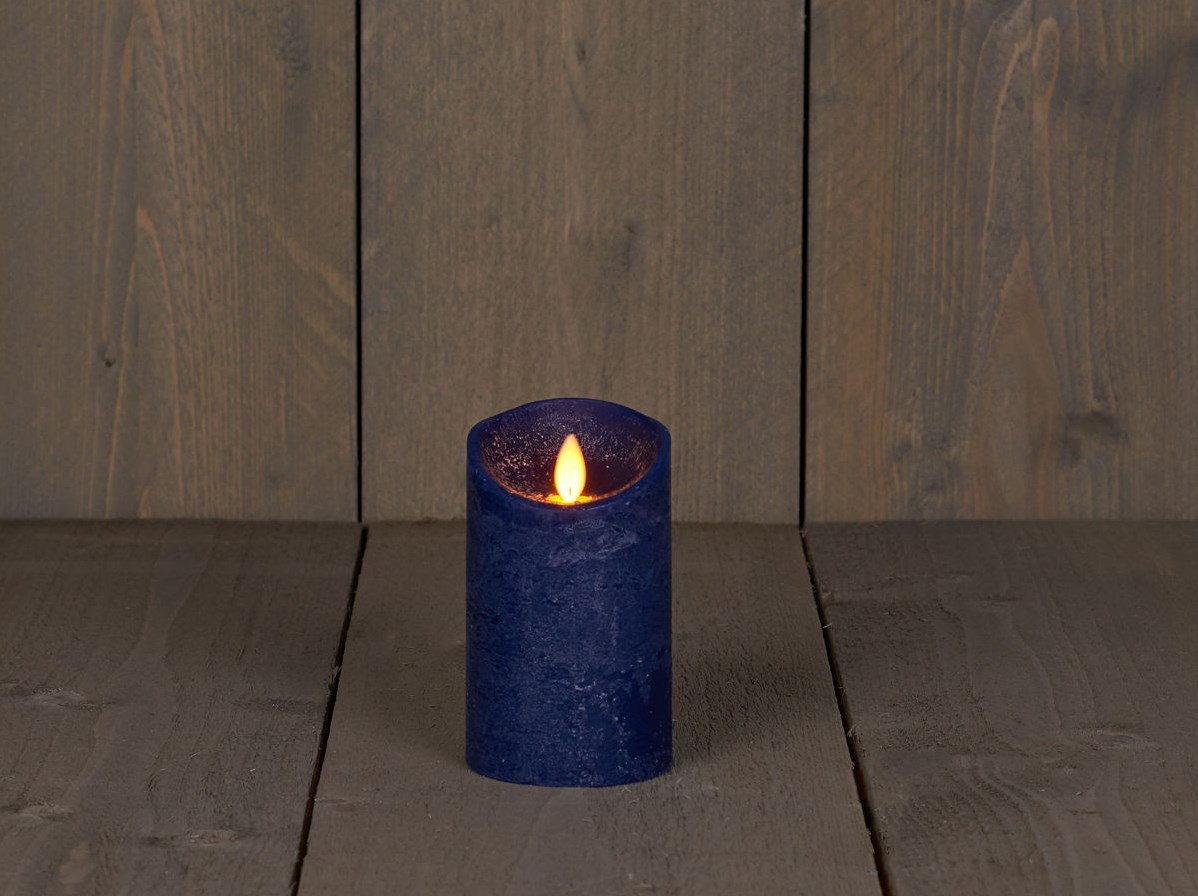 LED Kerze rustikal blau mit Timer