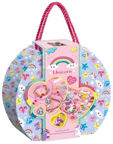Totum Bastelkoffer Einhorn Schmuck Diamond Painting - Kreativset für Kinder
