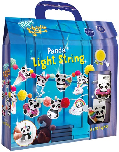 Totum Bastelset Lichterkette Panda - bunte DIY Dekoration