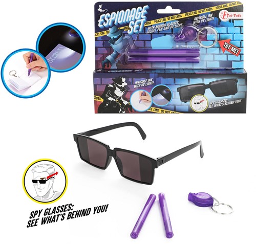 Spionageset -spiegelbrilmet geheimschrift penmet UV lamp