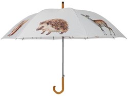 Esschert Design Regenschirm Waldtiere Aquarelldruck weiß - stilvoller Regenschutz