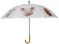 Esschert Design Regenschirm Bauernhoftiere weiß - große Kinderregenschirm