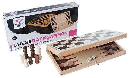 Longfield Games Schach Backgammon Holz klappbares Brettspiel