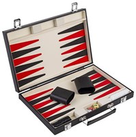 Backgammon Reisespiel Koffer schwarz strategisches Brettspiel tragbar