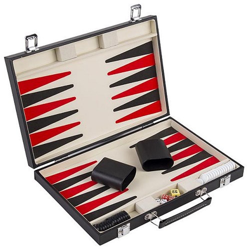 Backgammon Reisespiel Koffer schwarz strategisches Brettspiel tragbar