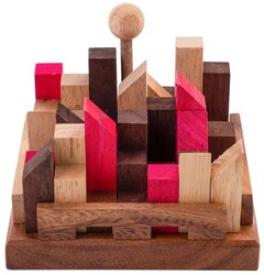 Longfield Games Holz City Puzzle - kniffliges Stadt-Geduldspiel