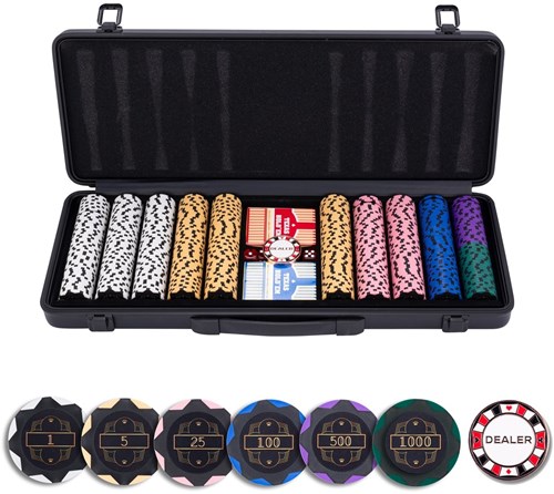 Engelhart Games Pokerkoffer schwarz 500 Chips Wert Aluminium Poker Set