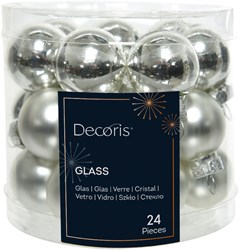 Glas Weihnachtskugeln Mini Baumschmuck silber 2,5cm Set 24 Stück