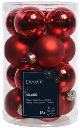 Kerstbal glas Set Weihnachtsbaumkugeln rot 16 Stück 3,5 cm