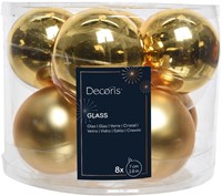 Kugel Glas gold 7 cm 8er Set Weihnachtsdeko Christbaumschmuck