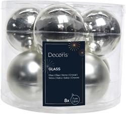 Kugel Glas Silber 7 cm 8er Set Weihnachtsbaumschmuck Dekoration