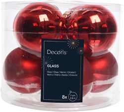 Kerstbal Glas Weihnachtskugeln rot 7cm 8er Set Dekoration