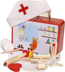 Simply Arztkoffer Holzspielzeug im Metallkoffer für Kinder