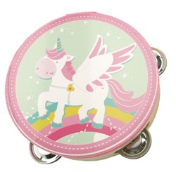 Simply Tamburin Einhorn Spielzeug Musikinstrument blau Karton