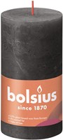 Bolsius rustikale Stumpenkerze Stormy Grey - graue Kerze 13 cm 60 Stunden