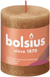 Bolsius Rustikale Stumpenkerze Braun 80/68 - lange Brenndauer Kerze