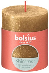 Bolsius Stumpenkerze Gold rustikal shimmer 80/68 - stilvolle Dekoration