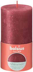 Bolsius Stumpenkerze Shimmer Rot - rustikale Kerze 13 cm - Dekoration