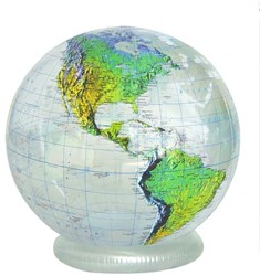 Harlekijn Opblaas Wereldbol transparant topografisch 40 cmDoorsnede 40 cm