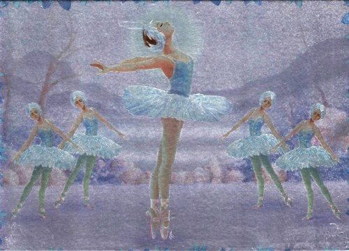Harlekijn Glitzer-Schmuckkästchen mit Musik. Schwäne