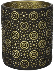 Countryfield Teelichthalter Glas schwarz gold 10cm luxuriöse Dekoration