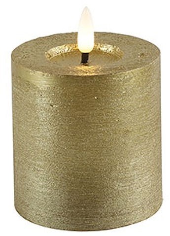 Countryfield LED Stumpenkerze gold rustikal 7,5x7,5x8cm Dekoration