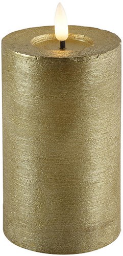 Countryfield LED Stumpenkerze rustikal gold 7,5x7,5x12,5cm - Stimmungslicht