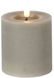 Countryfield LED Stumpenkerze rustikal grau 7,5x7,5x8cm - stimmungsvolle Beleuchtung