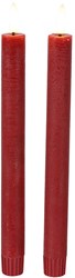 Countryfield LED Stabkerzen rustikal rot 24cm 2er-Set - warmes Licht