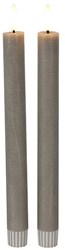 Countryfield LED Stabkerzen rustikal grau 24cm 2er-Set - stimmungsvolle Beleuchtung
