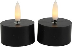 Countryfield LED Teelicht rustikal schwarz 4cm 2 Stück - warmweißes Licht