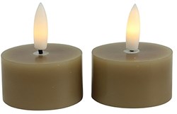 Countryfield LED Teelicht rustikal 2er Set beige mit Timer