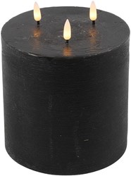 Countryfield LED Stumpenkerze schwarz - stimmungsvolle LED Kerze 15x15x17,5cm