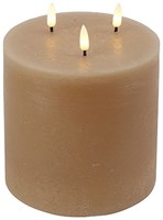 Countryfield LED Stumpenkerze beige 15x15x17,5cm - rustikale Stimmungsbeleuchtung