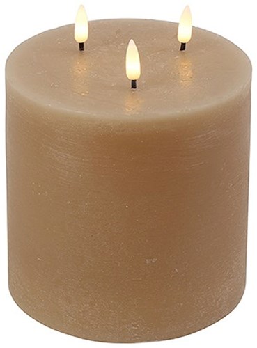 Countryfield LED Stumpenkerze beige 15x15x17,5cm - rustikale Stimmungsbeleuchtung