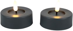 Countryfield LED Teelicht rustikal grau 2er Set - stimmungsvolle Beleuchtung