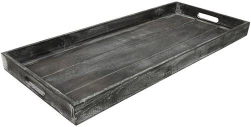 Countryfield Holztablett Serviertablett grau 30x70cm Dekoration