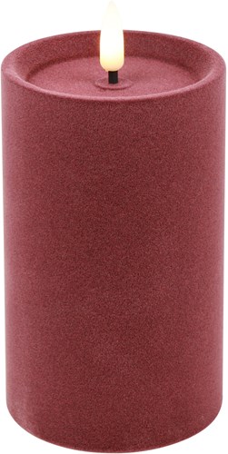 Cilgro LED Stumpenkerze Samt rosa 7,5x7,5x12,5cm Dekoration