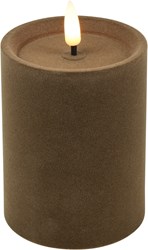 Cilgro LED Stumpenkerze Samt Stimmungslicht 7,5x7,5x10cm taupe