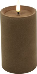 Cilgro LED Stumpenkerze Samt Stimmungslicht 7,5x7,5x12,5cm taupe