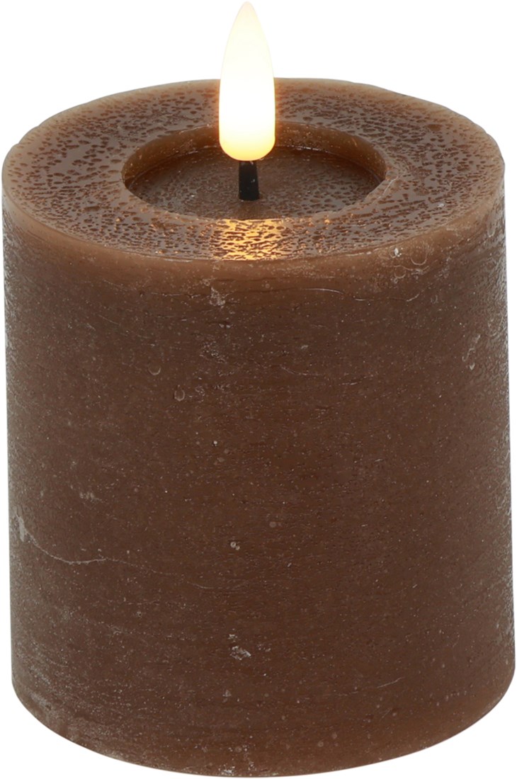 Cilgro LED Stumpenkerze braun 7,5x7,5x8cm