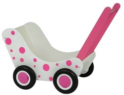 Van Dijk Toys Puppenwagen - Wei rosa Punkte